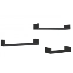 Ensemble de 3 étagères murales design noires, 60x8x15,5 cm, 50x8x15,5 cm et 40x8x15,5 cm - Aimantées