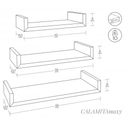 Ensemble de 3 étagères murales design en chêne tabac, dimensions : 60x8x23,7 cm, 50x8x23,7 cm et 40x8x23,7 cm - Maxi Magnet