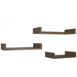Ensemble de 3 étagères murales design en chêne tabac, dimensions : 60x8x23,7 cm, 50x8x23,7 cm et 40x8x23,7 cm - Maxi Magnet