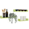 Ensemble de 3 étagères murales design vertes, 60x8x15,5 cm, 50x8x15,5 cm et 40x8x15,5 cm - Aimantées