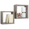 Ensemble de 2 étagères murales, cubes décoratifs, cubes de rangement, chêne moka 35x35 cmx15,5 cm et 30x30 cmx15,5 cm