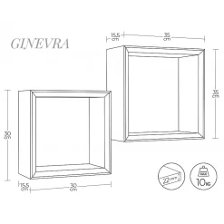 Ensemble de 2 étagères murales, cubes décoratifs, cubes de rangement, chêne moka 35x35 cmx15,5 cm et 30x30 cmx15,5 cm