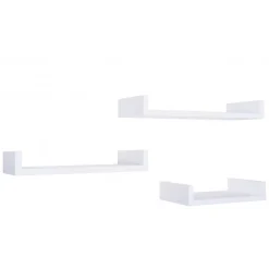 Ensemble de 3 étagères murales design blanches, 60x8x23,7 cm, 50x8x23,7 cm et 40x8x23,7 cm - Maxi Magnet