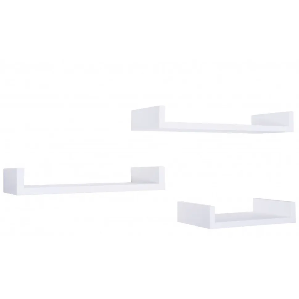 Ensemble de 3 étagères murales design blanches, 60x8x23,7 cm, 50x8x23,7 cm et 40x8x23,7 cm - Maxi Magnet