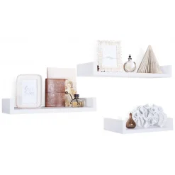 Ensemble de 3 étagères murales design blanches, 60x8x23,7 cm, 50x8x23,7 cm et 40x8x23,7 cm - Maxi Magnet