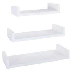 Ensemble de 3 étagères murales design blanches, 60x8x23,7 cm, 50x8x23,7 cm et 40x8x23,7 cm - Maxi Magnet