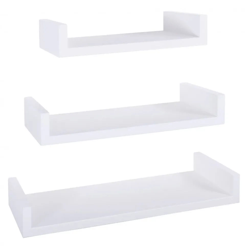 Ensemble de 3 étagères murales design blanches, 60x8x23,7 cm, 50x8x23,7 cm et 40x8x23,7 cm - Maxi Magnet