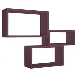 Ensemble de 3 étagères murales, bibliothèque flottante, étagère, violet aubergine, 45x27x15,5 cm, 40x22x15,5 cm et 35x17x15,5 cm