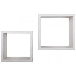 Ensemble de 2 étagères murales Maxi, cubes décoratifs, cubes muraux, chêne blanchi, 35x35 d23,7 cm et 31x31 d23,7 cm - Q-Bis