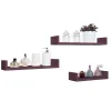Ensemble de 3 étagères murales design, couleur aubergine, 60 x 8 cm x 15,5 cm, 50 x 8 cm x 15,5 cm et 40 x 8 cm x 15,5 cm