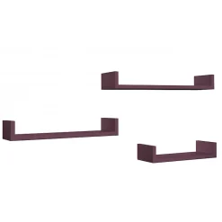 Ensemble de 3 étagères murales design, couleur aubergine, 60 x 8 cm x 15,5 cm, 50 x 8 cm x 15,5 cm et 40 x 8 cm x 15,5 cm