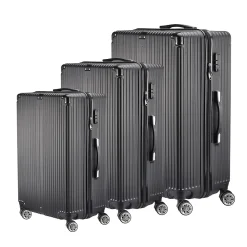 Ensemble De 3 Valises De Voyage Légères Et Rigides, Avec Poignée Télescopique Et Cadenas, Noir