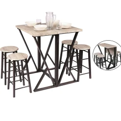 Ensemble de bar pliable avec 4 tabourets collection DARYL Dimensions 100x60x89 cm, idéal pour les petits espaces