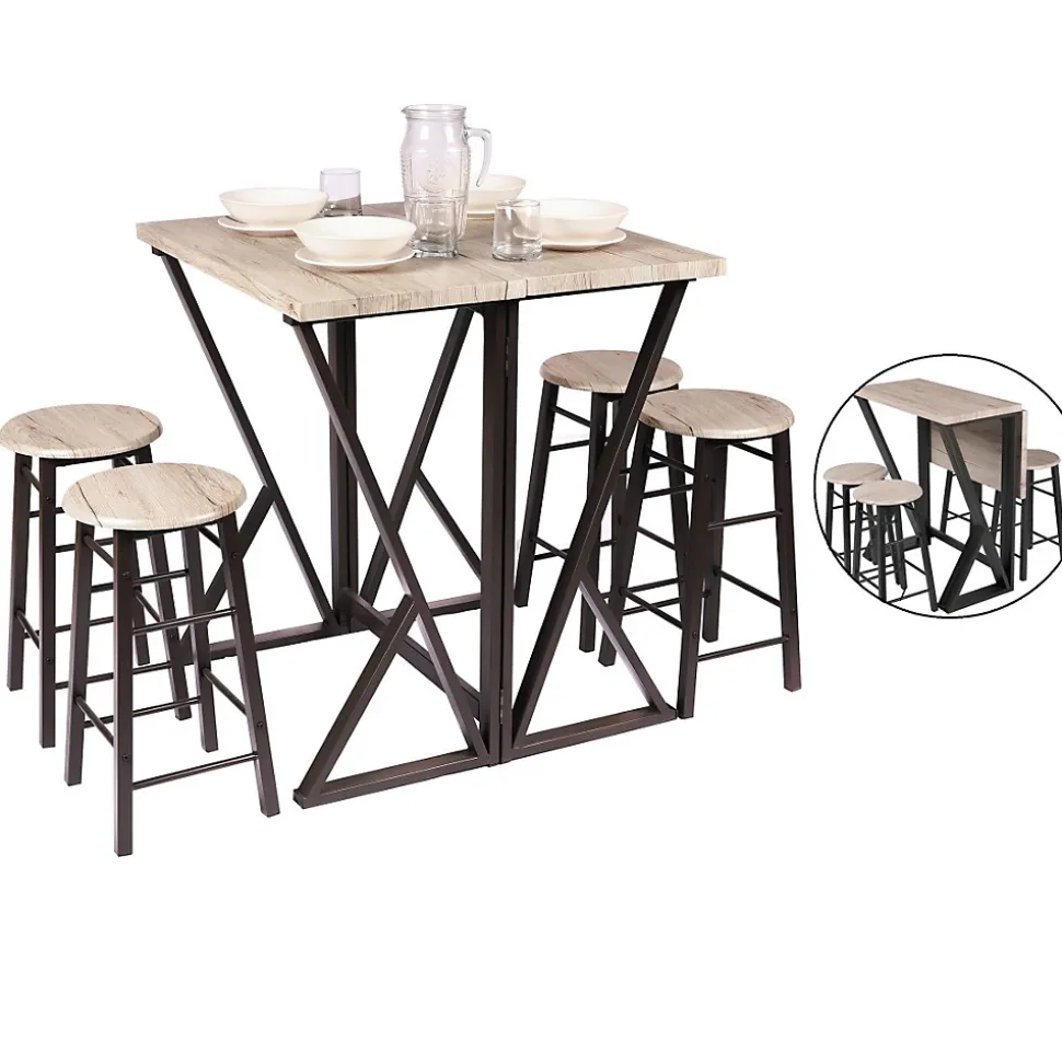 Ensemble de bar pliable avec 4 tabourets collection DARYL Dimensions 100x60x89 cm, idéal pour les petits espaces