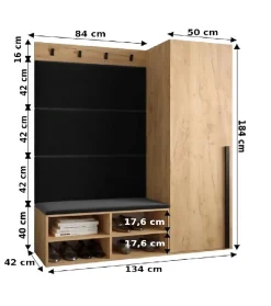 Ensemble de garde-robe Miro 6 184x134x42 (Blanc + Manila 02)