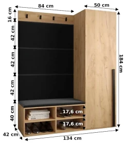 Ensemble de garde-robe Miro 6 184x134x42 (Blanc + Manila 18)