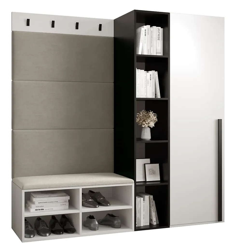 Ensemble de garde-robe Miro 1 184x164x42 (Blanc + Manila 02)