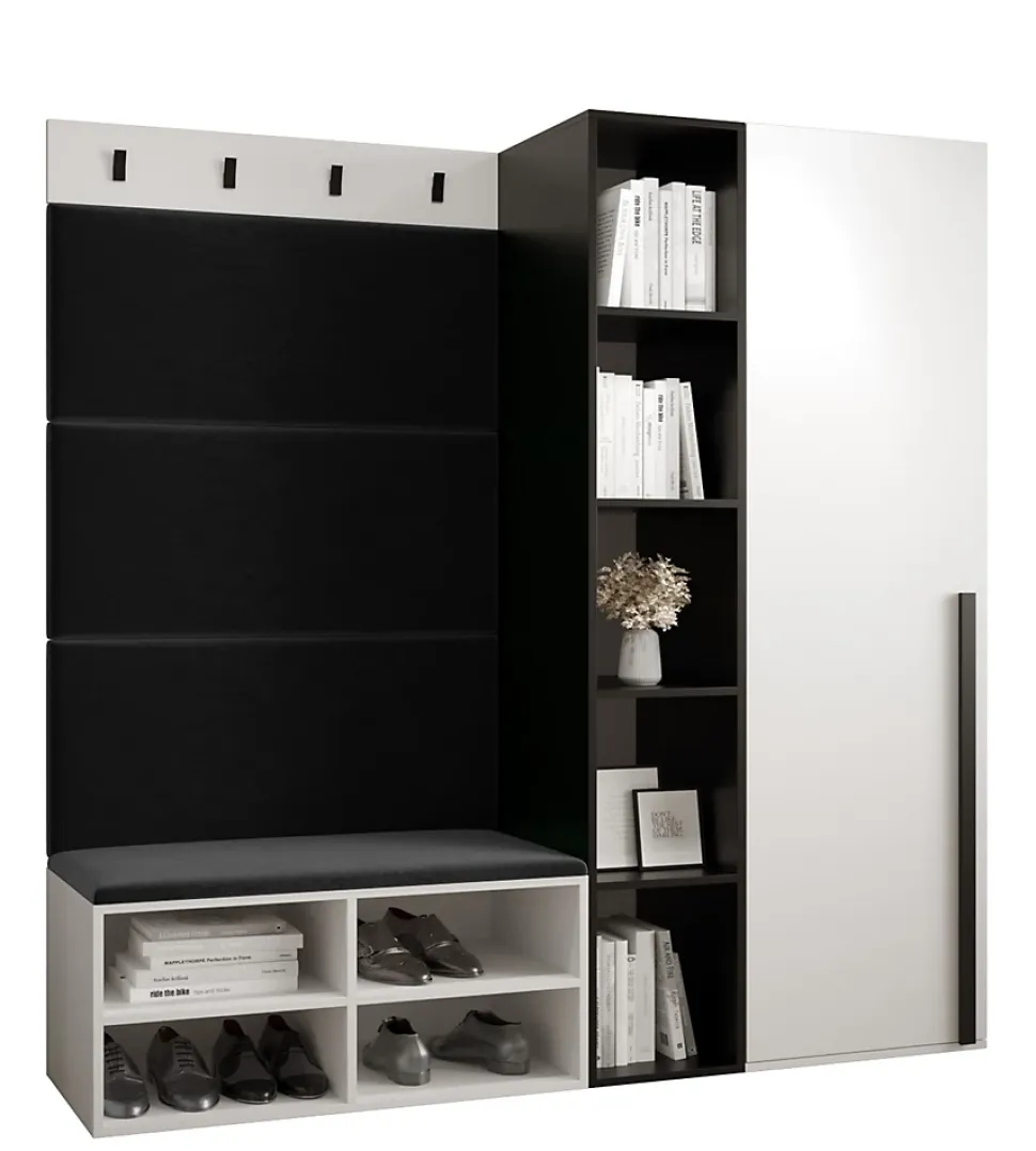 Ensemble de garde-robe Miro 1 184x164x42 (Blanc + Manila 18)