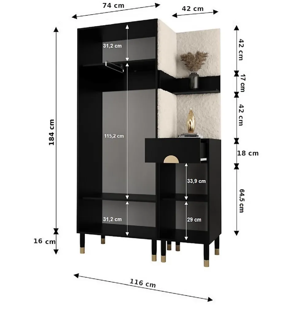 Ensemble de garde-robe Palermo 6 200x116x46 (Cachemire + Poso 100)