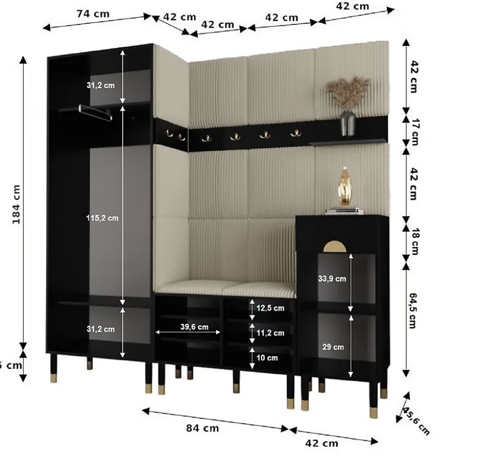 Ensemble de garde-robe Palermo 1 200x200x46 (Cachemire + Poso 100)