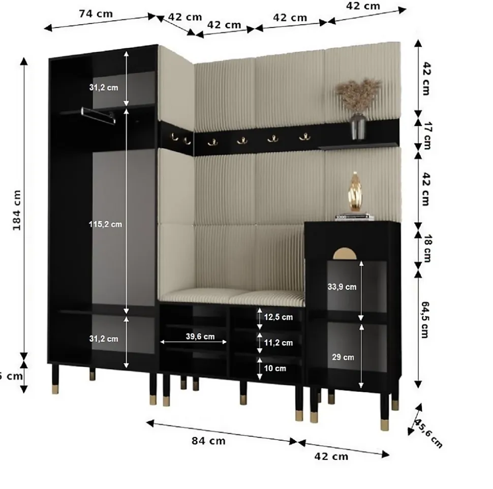 Ensemble de garde-robe Palermo 13 200x200x46 (Cachemire + Poso 60)