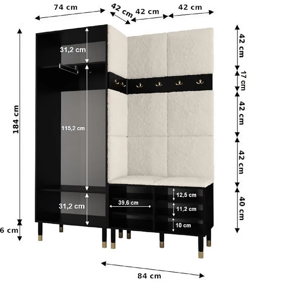 Ensemble de garde-robe Palermo 2 200x158x46 (Cachemire + Poso 60)