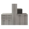 Ensemble de meubles de rangement portes battantes et tiroirs effet chêne grisé GoodHome Atomia H. 150 x L. 187,5 x P. 47 cm