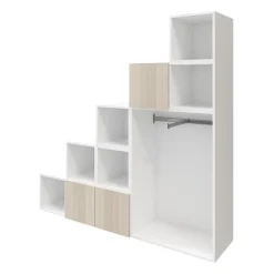 Ensemble de meubles de rangement sous pente et/ou comble blancs et effet chêne GoodHome Atomia H. 187,5 x L. 187,5 x P. 47 cm
