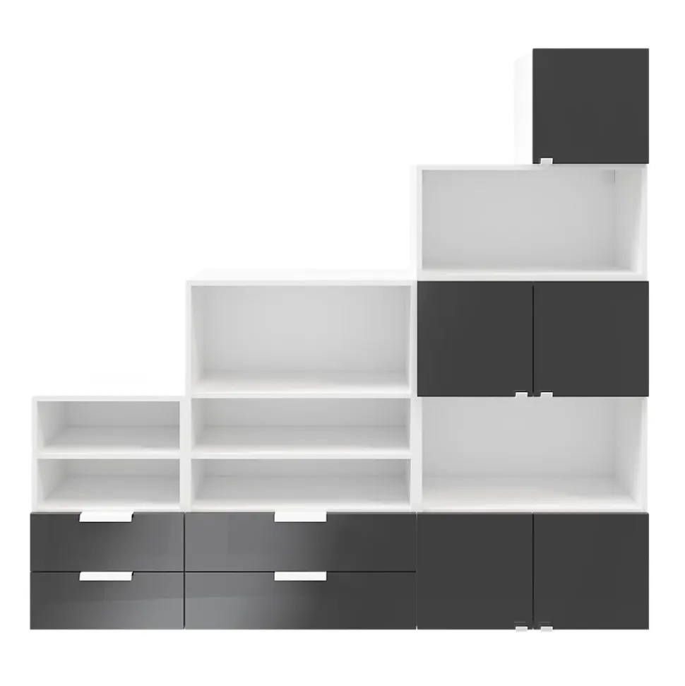 Ensemble de meubles de rangement sous pente et/ou comble blancs et anthracite brillant GoodHome Atomia H. 187,5 x L. 187,5 x P. 35 cm
