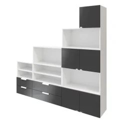 Ensemble de meubles de rangement sous pente et/ou comble blancs et anthracite brillant GoodHome Atomia H. 187,5 x L. 187,5 x P. 35 cm