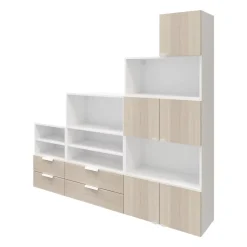 Ensemble de meubles de rangement sous pente et/ou comble blancs et effet chêne GoodHome Atomia H. 187,5 x L. 187,5 x P. 35 cm
