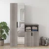 Ensemble de meubles de rangement portes battantes miroir effet chêne grisé GoodHome Atomia H. 225 x L. 150 x P. 47 cm