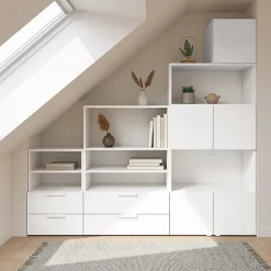 Ensemble de meubles de rangement sous pente et/ou comble blancs brillants GoodHome Atomia H. 187,5 x L. 187,5 x P. 35 cm