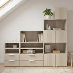Ensemble de meubles de rangement sous pente et/ou comble effet chêne GoodHome Atomia H. 187,5 x L. 187,5 x P. 37 cm