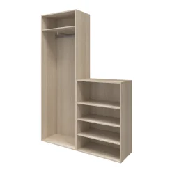 Ensemble de meubles de rangement portes battantes miroir et effet chêne GoodHome Atomia H. 225 x L. 150 x P. 47 cm