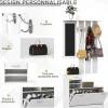 Ensemble de meubles d'entrée design contemporain : meuble chaussures, miroir et panneau porte-manteau panneaux de particules blanc