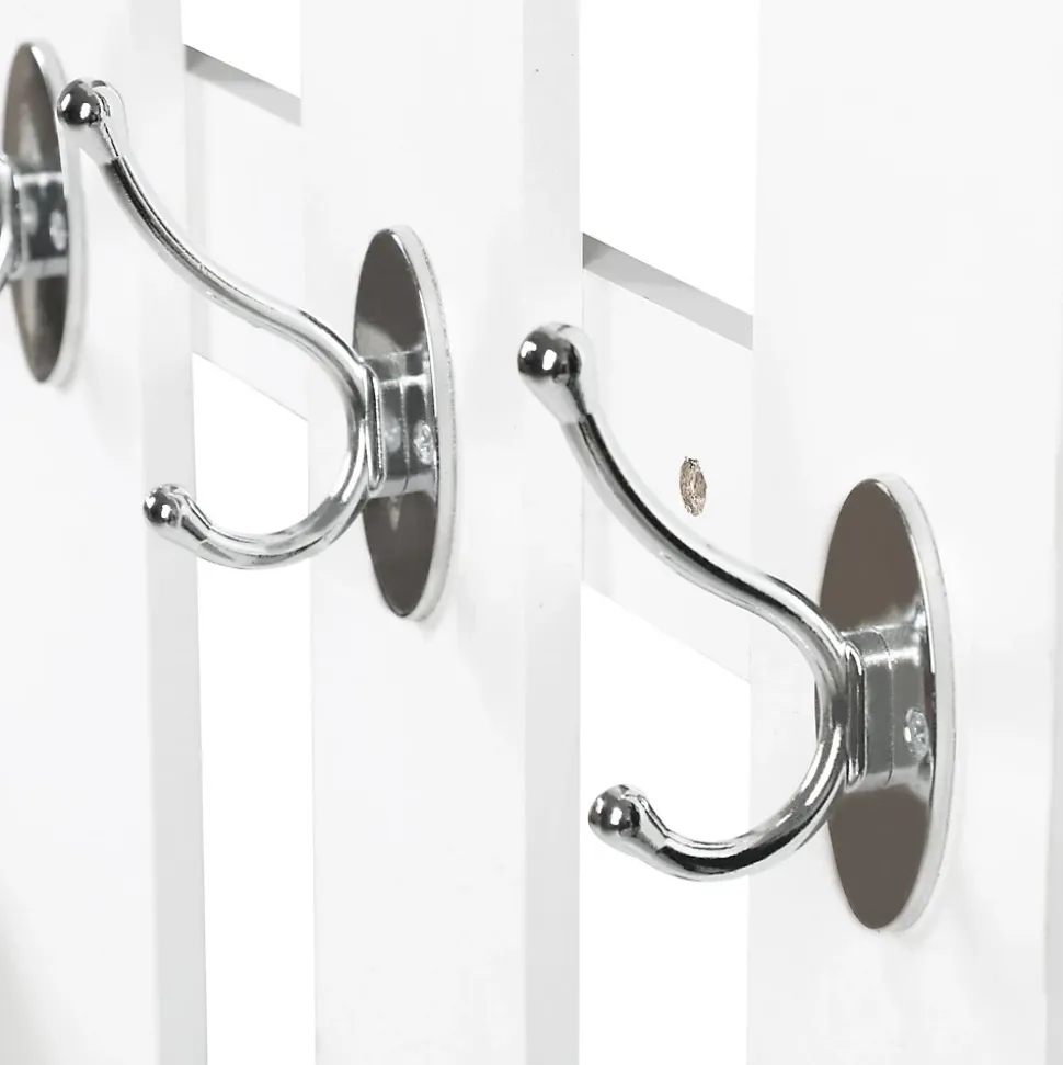 Ensemble de meubles d'entrée design contemporain : meuble chaussures, miroir et panneau porte-manteau panneaux de particules blanc
