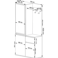 Ensemble de meubles d'entrée ENTRO Chêne Craft avec armoire et miroir 95 cm 3 portes 1 tiroir 7 étagères 95x35x183 cm