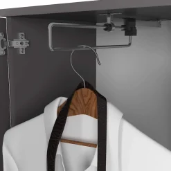 Ensemble de meubles d'entrée ENTRO Gris Graphite avec armoire et miroir 95 cm 3 portes 1 tiroir 7 étagères 95x35x183 cm
