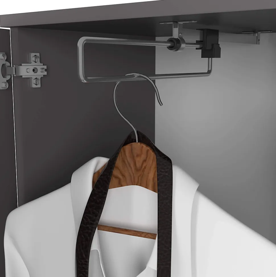 Ensemble de meubles d'entrée ENTRO Gris Graphite avec armoire et miroir 95 cm 3 portes 1 tiroir 7 étagères 95x35x183 cm