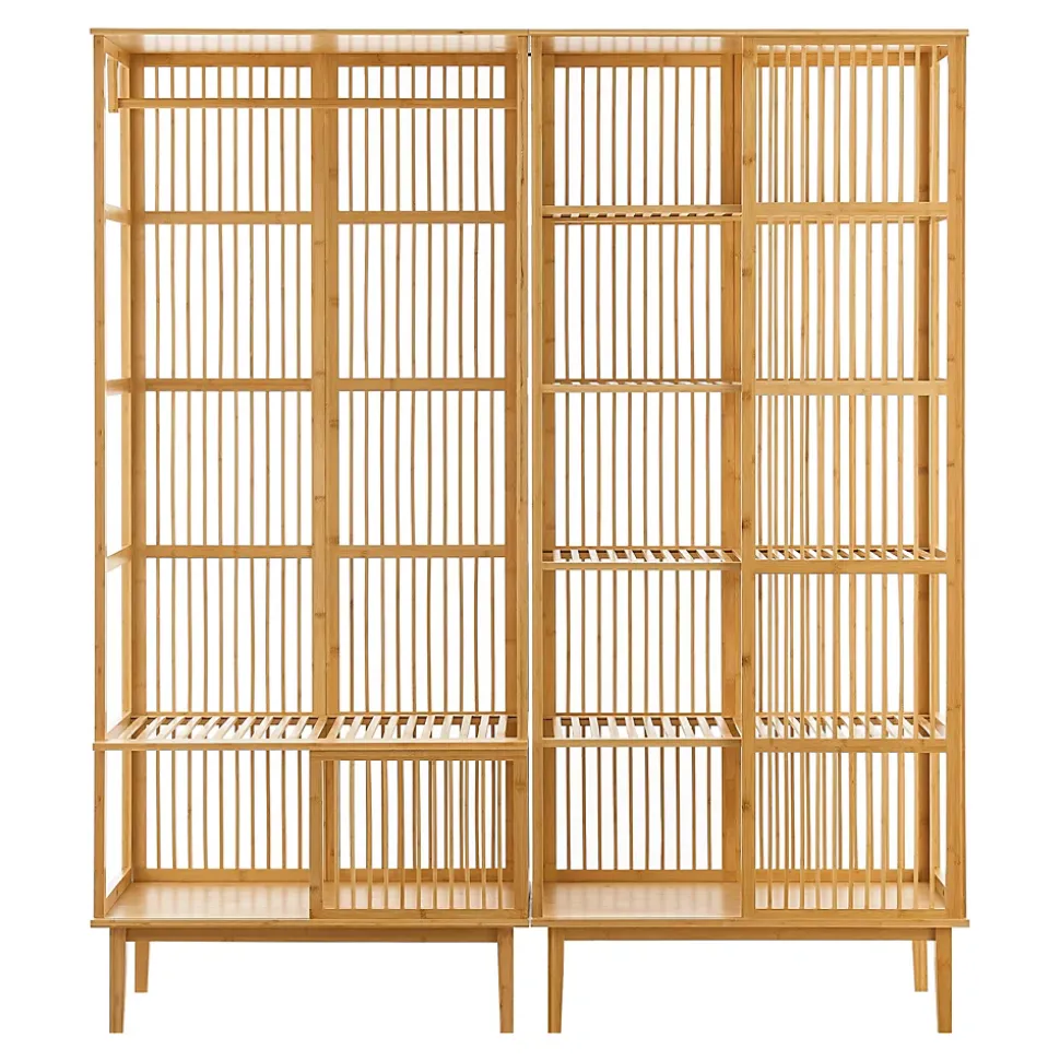 Ensemble de portant Vemb et étagère Trundholm bambou 185 x 160 x 45 cm naturel