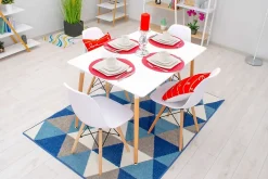 Ensemble de salle à manger Valora Table blanche YURO 120x80 + 4 chaises blanches OSAKA
