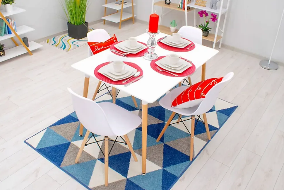 Ensemble de salle à manger Valora Table blanche YURO 120x80 + 4 chaises blanches OSAKA