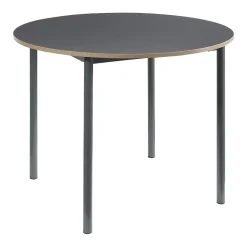 Ensemble de salle à manger Lindesberg pour 4 personnes avec table ronde marron clair en.casa