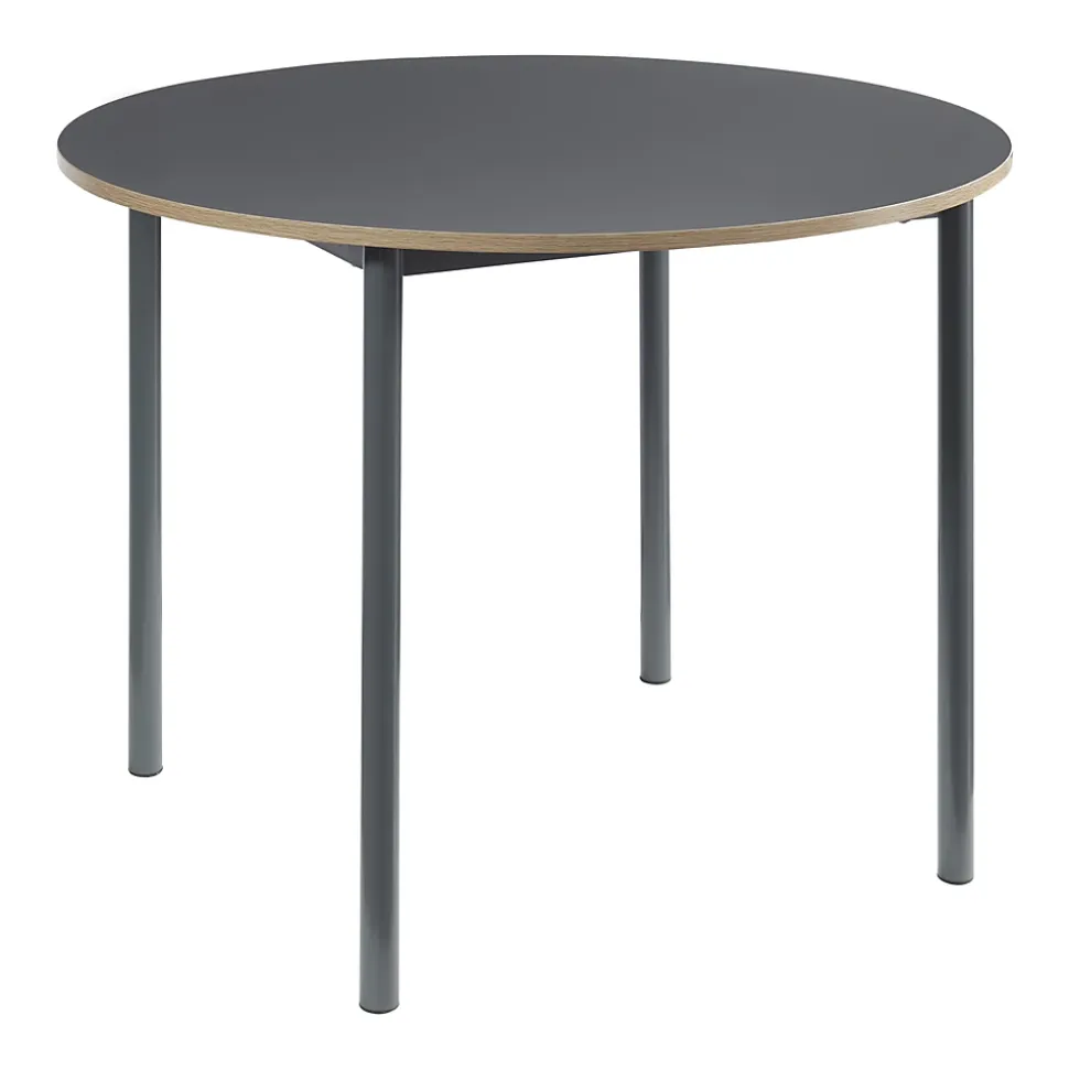 Ensemble de salle à manger Lindesberg pour 4 personnes avec table ronde marron clair en.casa