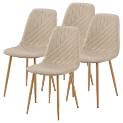 Ensemble de salle à manger Lindesberg pour 4 personnes avec table ronde marron clair en.casa
