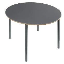 Ensemble de salle à manger Lindesberg pour 4 personnes avec table ronde marron clair en.casa