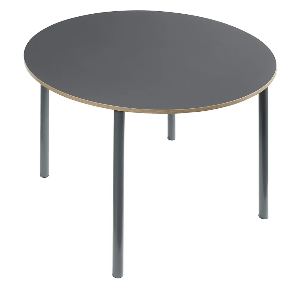 Ensemble de salle à manger Lindesberg pour 4 personnes avec table ronde marron clair en.casa