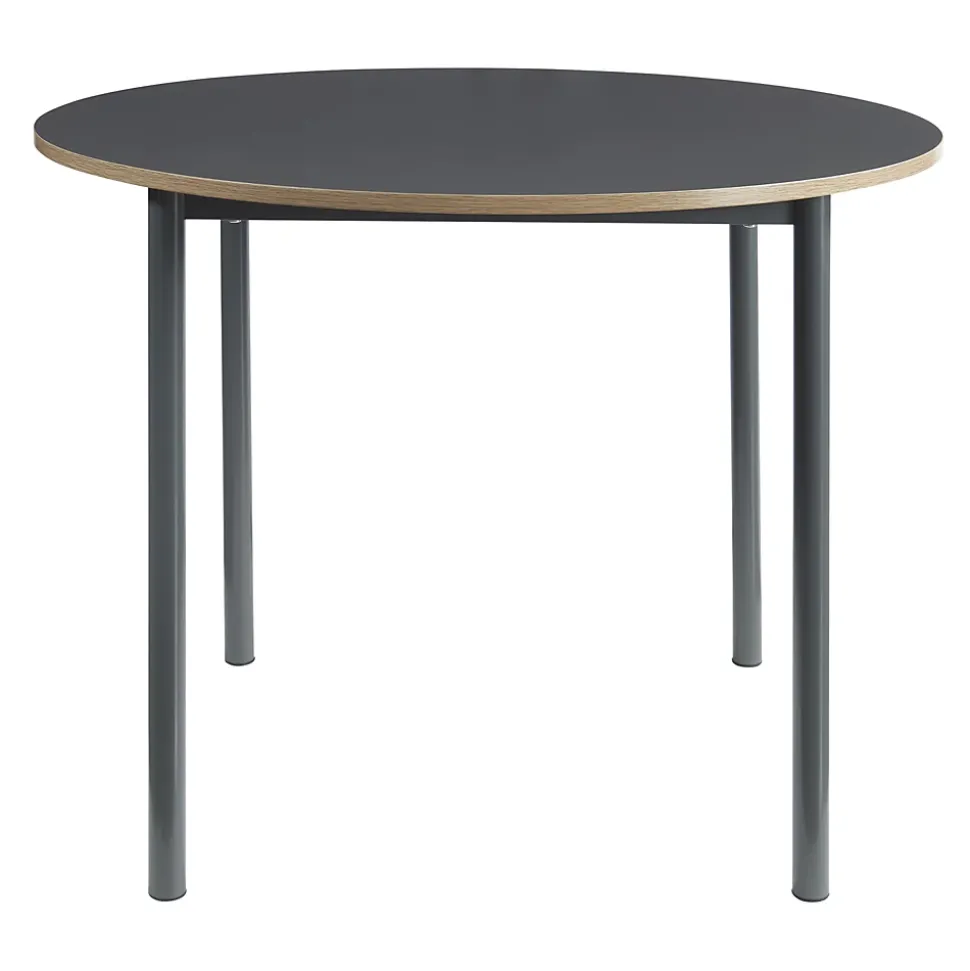 Ensemble de salle à manger Lindesberg pour 4 personnes avec table ronde marron clair en.casa