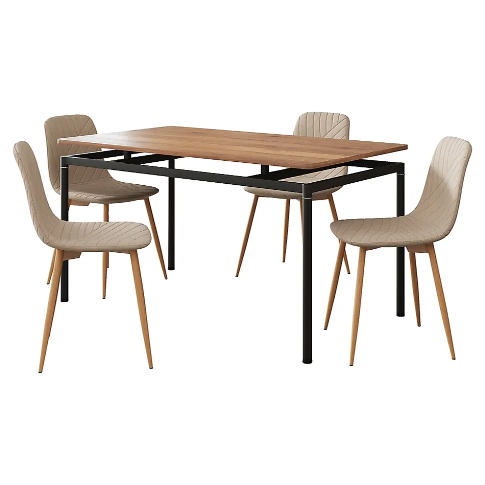 Ensemble de salle à manger Hemnes pour 4 personnes marron clair en.casa